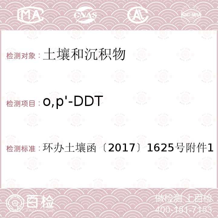 o,p'-DDT 全国土壤污染状况详查土壤样品分析测试方法技术规定第二部分 2