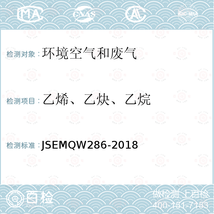 乙烯、乙炔、乙烷 环境空气 乙烯、乙炔、乙烷的测定 罐采样/气相色谱