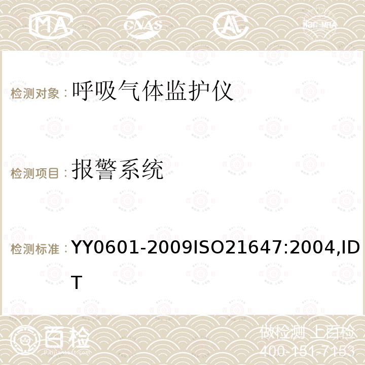 报警系统 医用电气设备：呼吸气体监护仪的基本安全和主要性能的专用要求