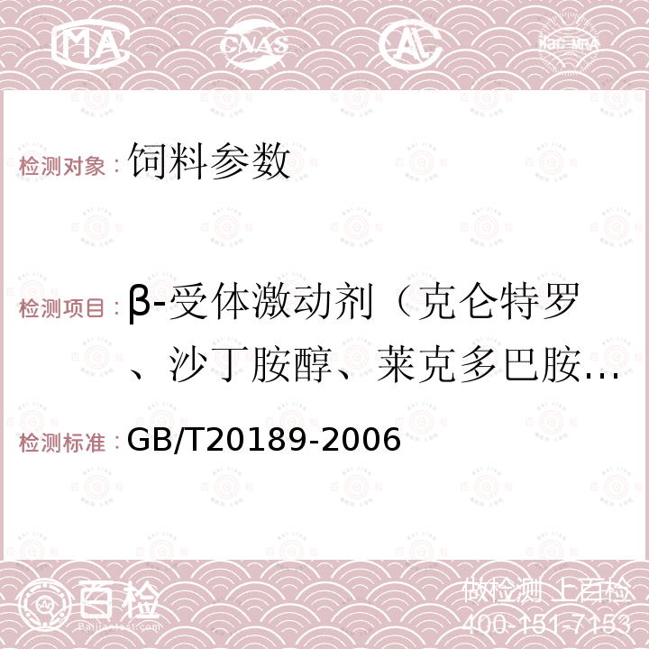 β-受体激动剂（克仑特罗、沙丁胺醇、莱克多巴胺、齐帕特罗、氯丙那林、特布他林、西马特罗、西布特罗、马布特罗、溴布特罗、克仑普罗、班布特罗、妥布特罗、非诺特罗和喷布特罗等） 饲料中莱克多巴胺的测定 高效液相色谱法