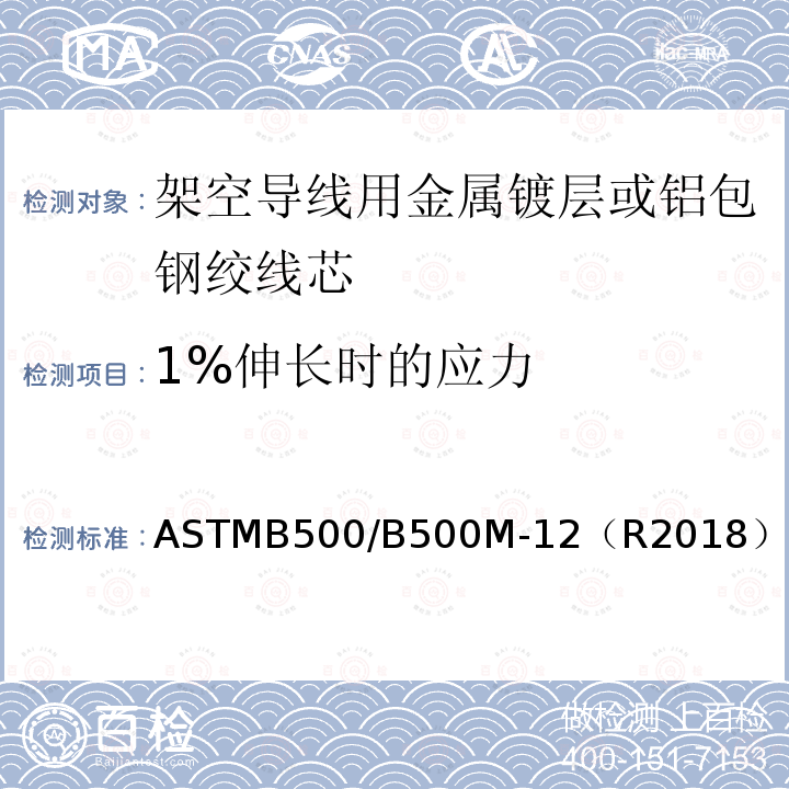 1%伸长时的应力 架空导线用金属镀层或铝包钢绞线芯标准规范