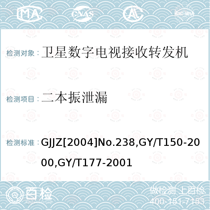 二本振泄漏 关于发布卫星数字电视接收调制器等两种“村村通”用设备暂行技术要求的通知,
卫星数字电视接收站测量方法-室内单元测量,
电视发射机技术要求和测量方法