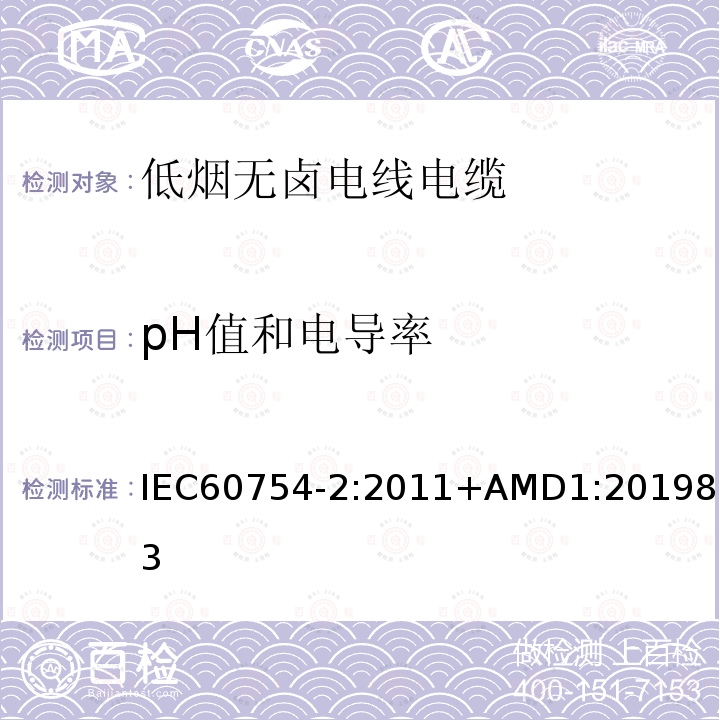 pH值和电导率 取自电缆或光缆的材料燃烧时释出气体的试验方法 第2部分:酸度(用pH值测量)和电导率的测定