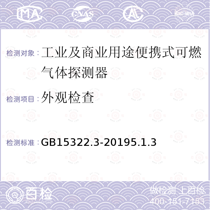 外观检查 可燃气体探测器 第3部分：工业及商业用途便携式可燃气体探测器