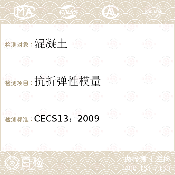 抗折弹性模量 CECS13：2009 纤维混凝土试验方法标准