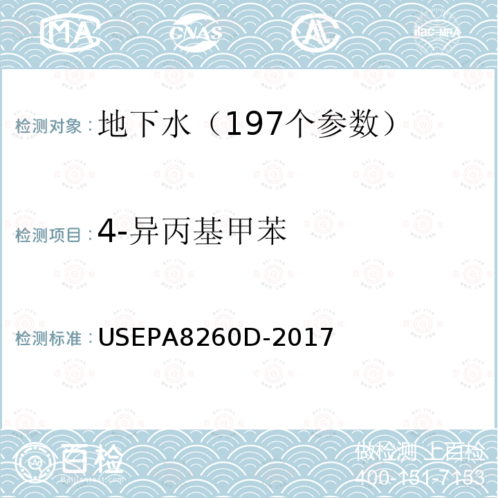 4-异丙基甲苯 挥发性有机物的测定 吹扫捕集 气相色谱—质谱法