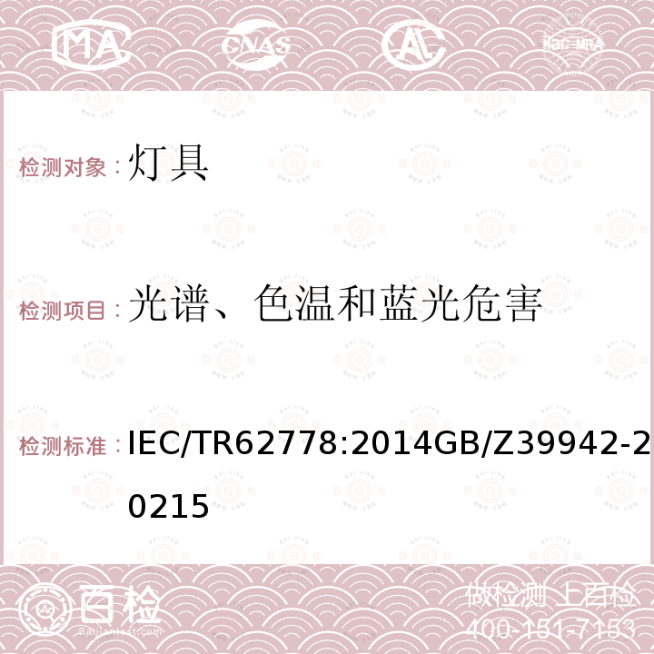 光谱、色温和蓝光危害 应用IEC62471对光源和灯具蓝光危害的评价