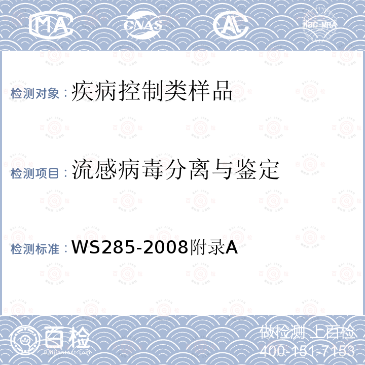 流感病毒分离与鉴定 流行性感冒诊断标准