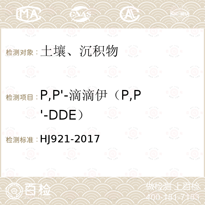 P,P'-滴滴伊（P,P'-DDE） 土壤和沉积物 有机氯农药的测定 气相色谱法