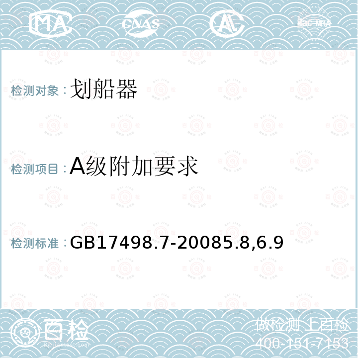 A级附加要求 固定式健身器材 第7部分：划船器附加的特殊安全要求和试验方法