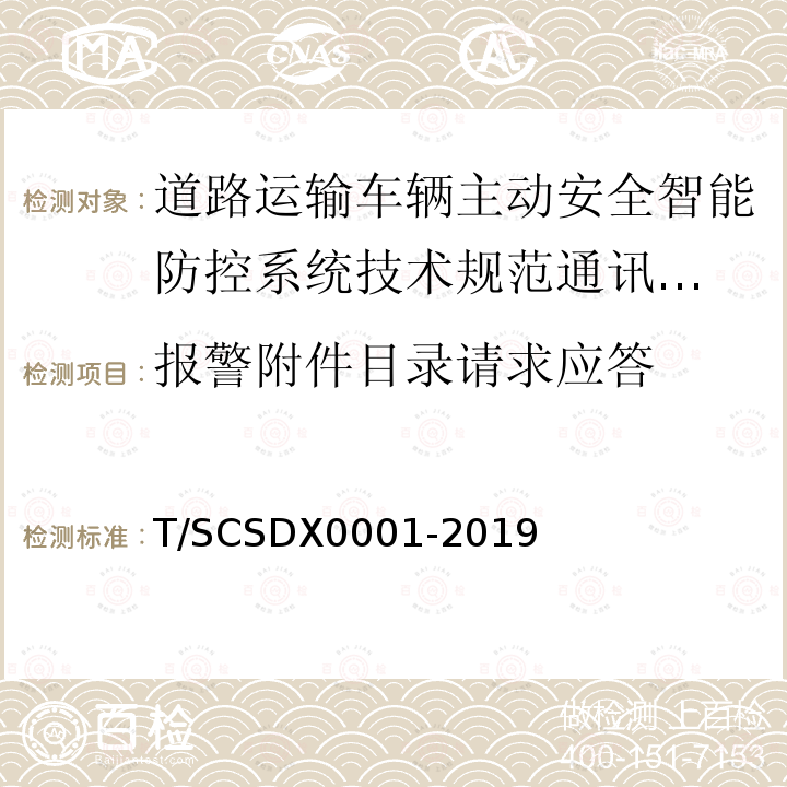 报警附件目录请求应答 道路运输车辆主动安全智能防控系统
技术规范 第3部分：通讯协议试行）