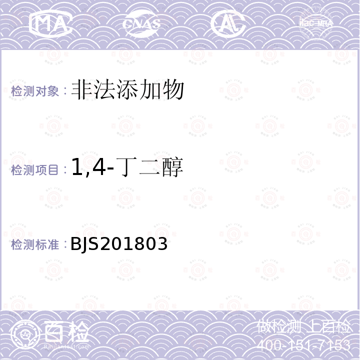 1,4-丁二醇 市场监管总局关于发布 食品中吗啡、可待因、罂粟碱、那可丁和蒂巴因的测定 饮料中γ-丁内酯及相关物质的测定 2项食品补充检验的公告（2018年第3号）中附件2：饮料中γ-丁内酯及相关物质的测定