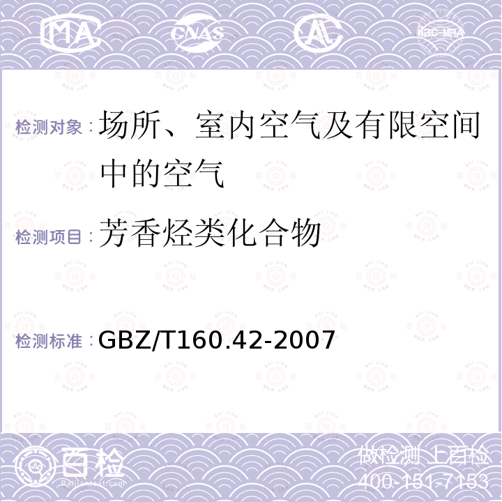 芳香烃类化合物 工作场所空气有毒物质测定 芳香烃类化合物