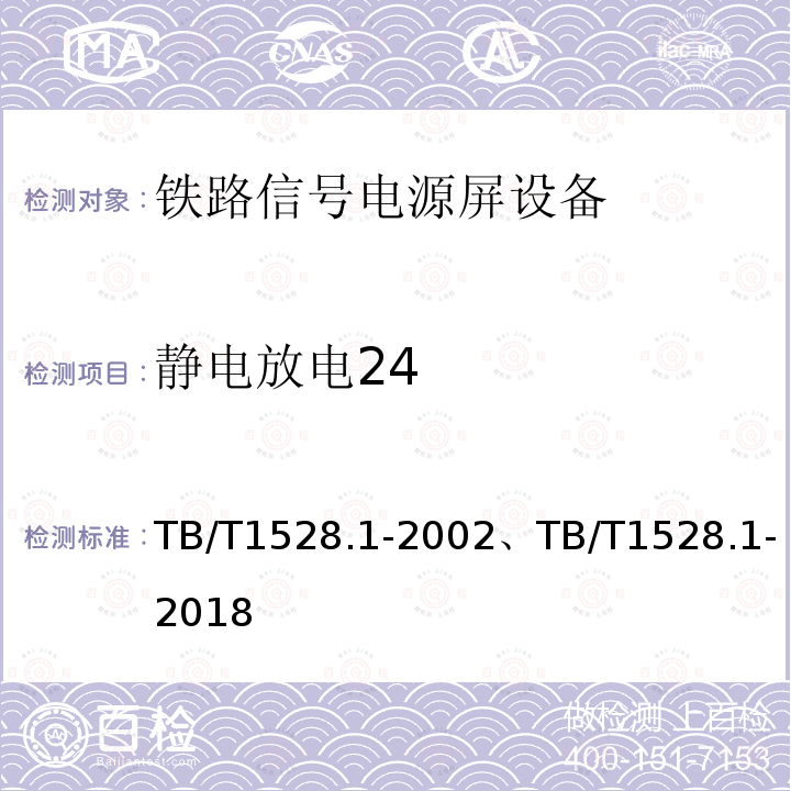 静电放电24 TB/T 1528.1-2002 铁路信号电源屏 第1部分:总则