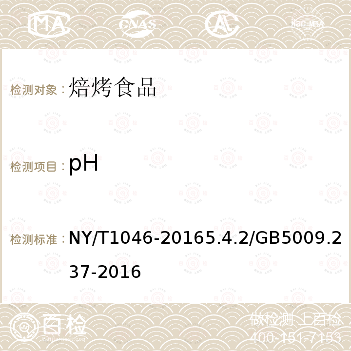 pH NY/T 1046-2016 绿色食品 焙烤食品