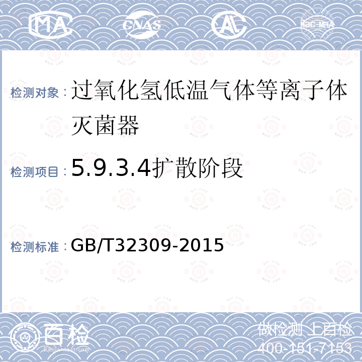 5.9.3.4扩散阶段 GB/T 32309-2015 过氧化氢低温等离子体灭菌器
