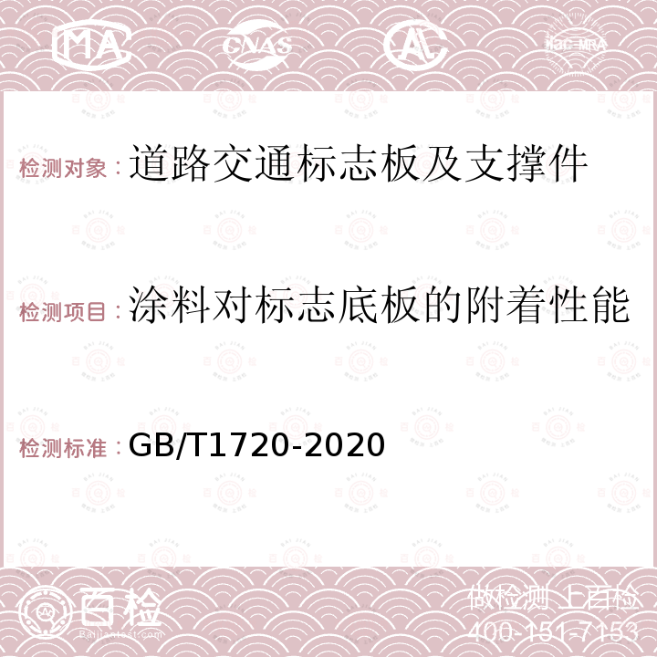 涂料对标志底板的附着性能 GB/T 1720-2020 漆膜划圈试验