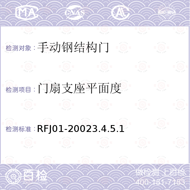 门扇支座平面度 人民防空工程防护设备产品质量检验与施工验收标准