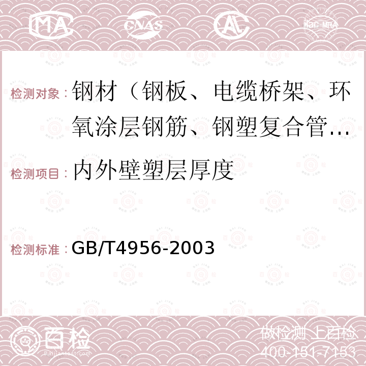 内外壁塑层厚度 磁性基体上非磁性覆盖层厚度测量 磁性法