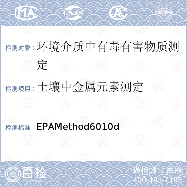 土壤中金属元素测定 EPAMethod6010d 电感耦合等离子体发射光谱法