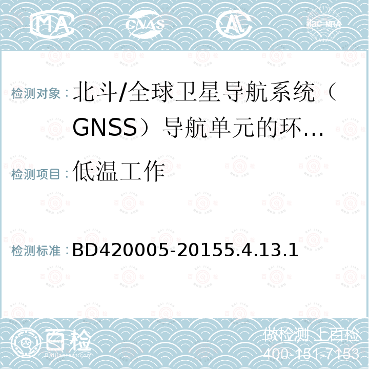 低温工作 北斗/全球卫星导航系统（GNSS）导航单元性能要求及测试方法