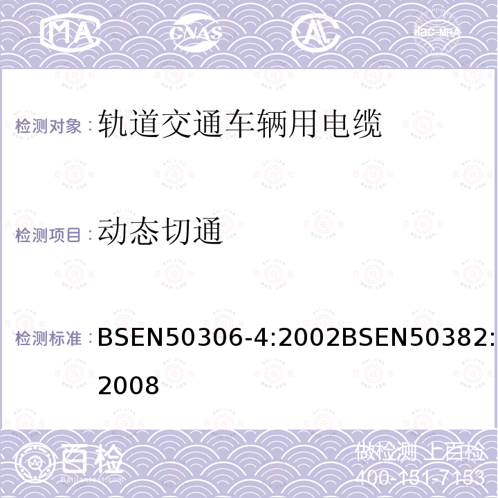 动态切通 BSEN 50306-4:2002 铁路机车车辆线(多芯和多对电缆，标准壁厚护套)