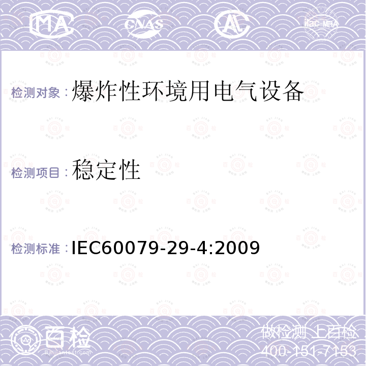 稳定性 IEC 60079-29-4-2009 爆炸性气体环境 第29-4部分:气体探测器 易燃气体用开路式探测器的性能要求