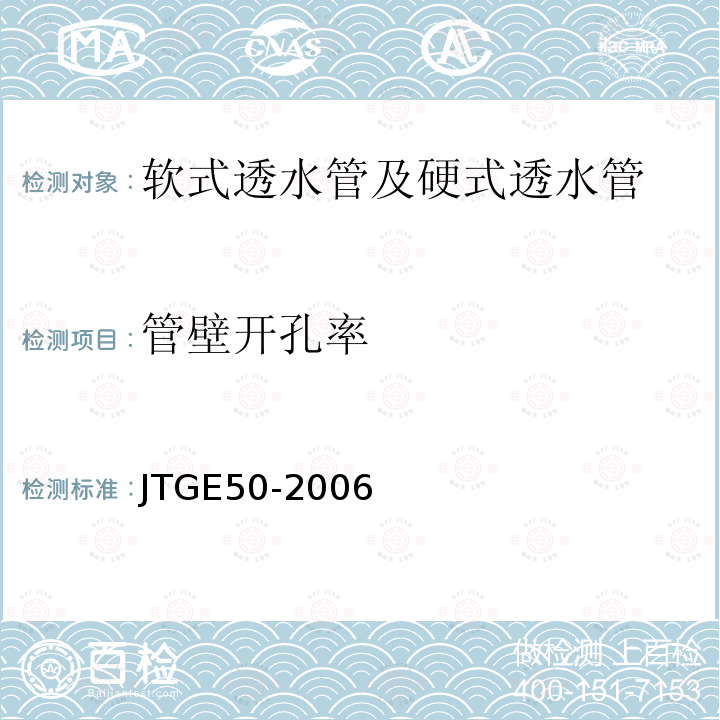 管壁开孔率 JTG E50-2006 公路工程土工合成材料试验规程(附勘误单)