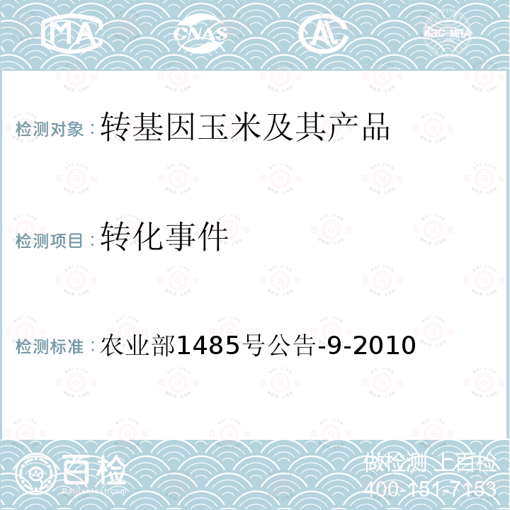 转化事件 农业部1485号公告-9-2010 转基因植物及其产品成分检测 抗虫耐除草剂玉米59122及其衍生品种定性PCR方法