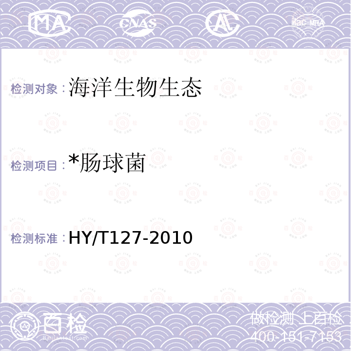 *肠球菌 HY/T 127-2010 滨海旅游度假区环境评价指南