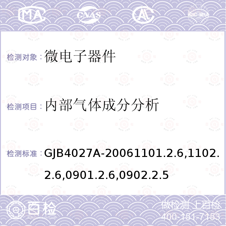 内部气体成分分析 军用电子元器件破坏性物理分析方法