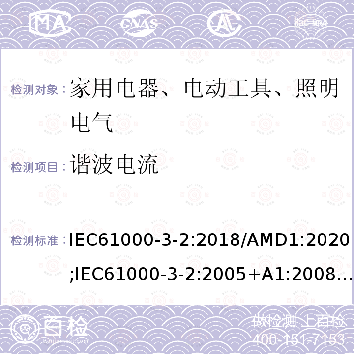 谐波电流 2.电磁兼容 限值 谐波电流发射限值（设备每相输入电流≤16A）