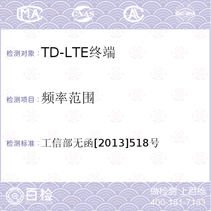 频率范围 工信部无函[2013]518号 工业和信息化部关于分配中国电信集团公司 LTE 第四代数字蜂窝移动通信系统(TD-LTE)频率资源的批复