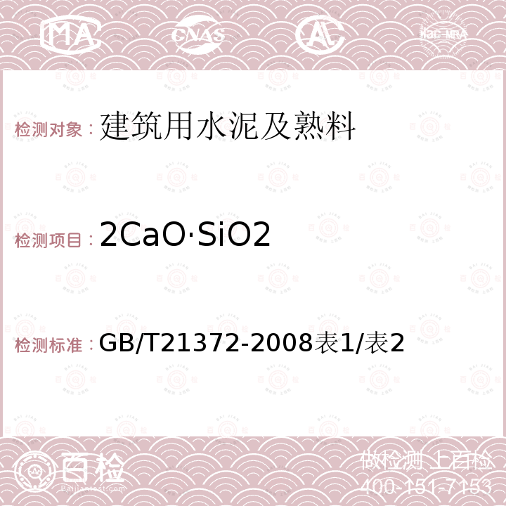 2CaO·SiO2 GB/T 21372-2008 硅酸盐水泥熟料