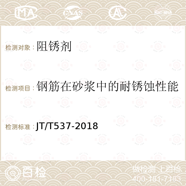 钢筋在砂浆中的耐锈蚀性能 钢筋混凝土阻锈剂 第6.4条