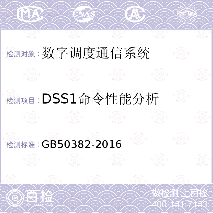 DSS1命令性能分析 城市轨道交通通信工程质量验收规范