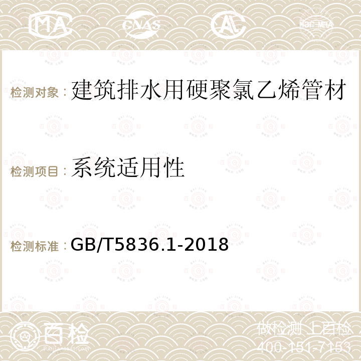 系统适用性 建筑排水用硬聚氯乙烯管材