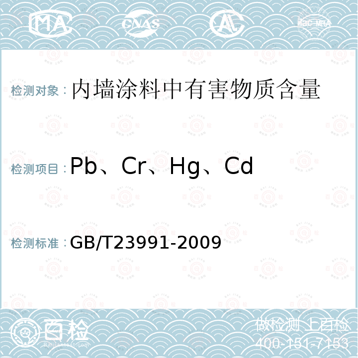Pb、Cr、Hg、Cd 涂料中可溶性有害元素含量的测定