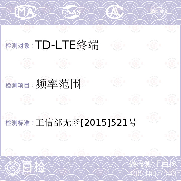 频率范围 工信部无函[2015]521号 工业和信息化部关于同意给中国移动通信集团公司TD-LTE系统增加分配频率的批复