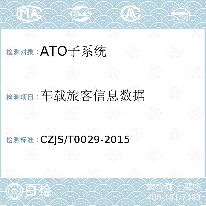 车载旅客信息数据 CZJS/T0029-2015 城市轨道交通CBTC信号系统—ATO子系统规范