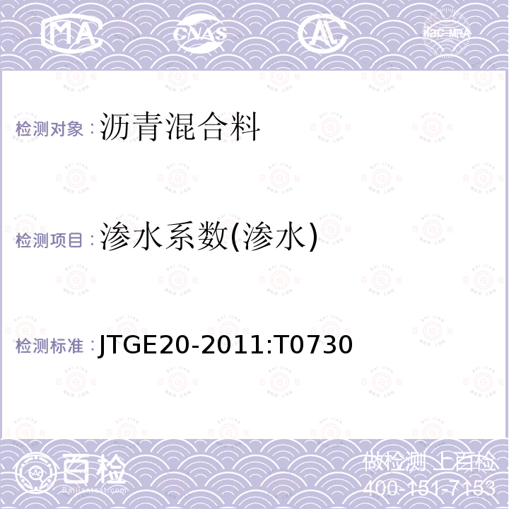 渗水系数(渗水) JTJ 052-2000 公路工程沥青及沥青混合料试验规程