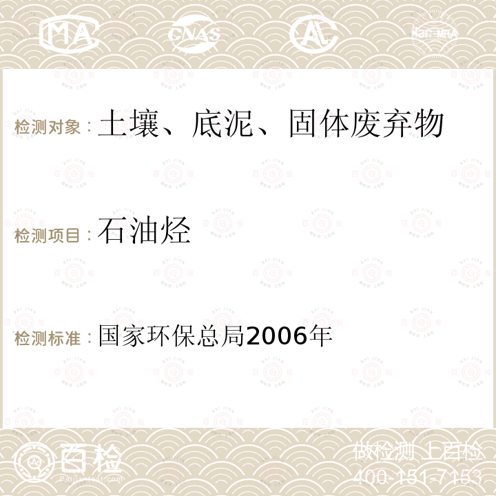 石油烃 国家环保总局2006年 全国土壤污染状况调查样品分析测试技术规定