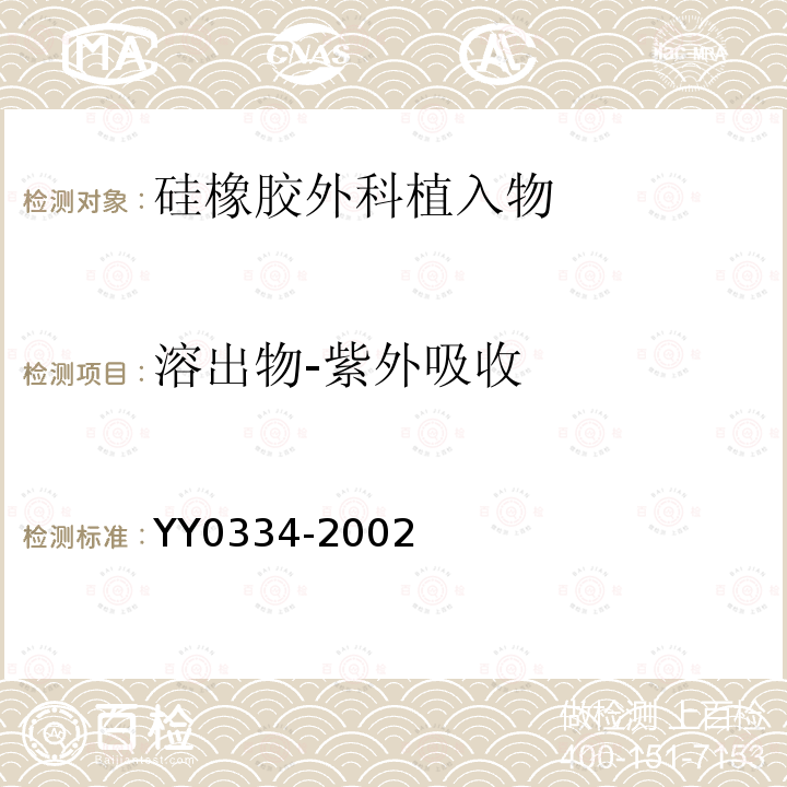 溶出物-紫外吸收 YY 0334-2002 硅橡胶外科植入物通用要求(包含修改单1)