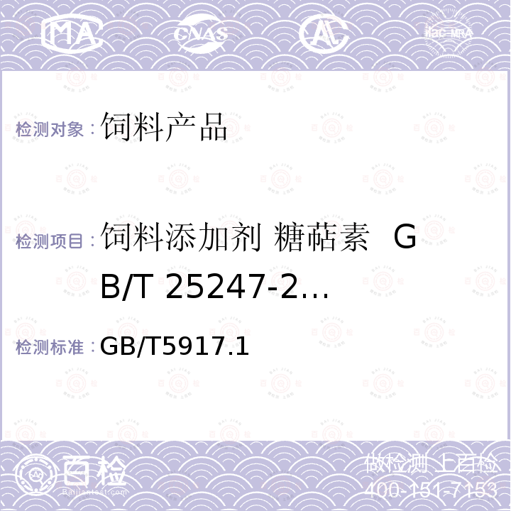 饲料添加剂 糖萜素  GB/T 25247-2010 GB/T5917.1 粒度