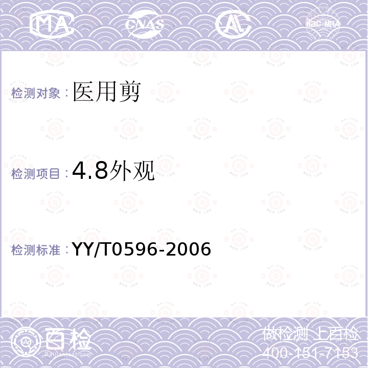 4.8外观 YY/T 0596-2006 医用剪