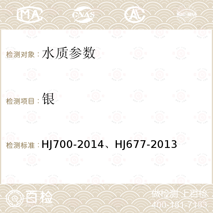 銀 水質 65種元素的測定 電感耦合等離子體質譜法 水質 金屬總量的消解 硝酸消解法