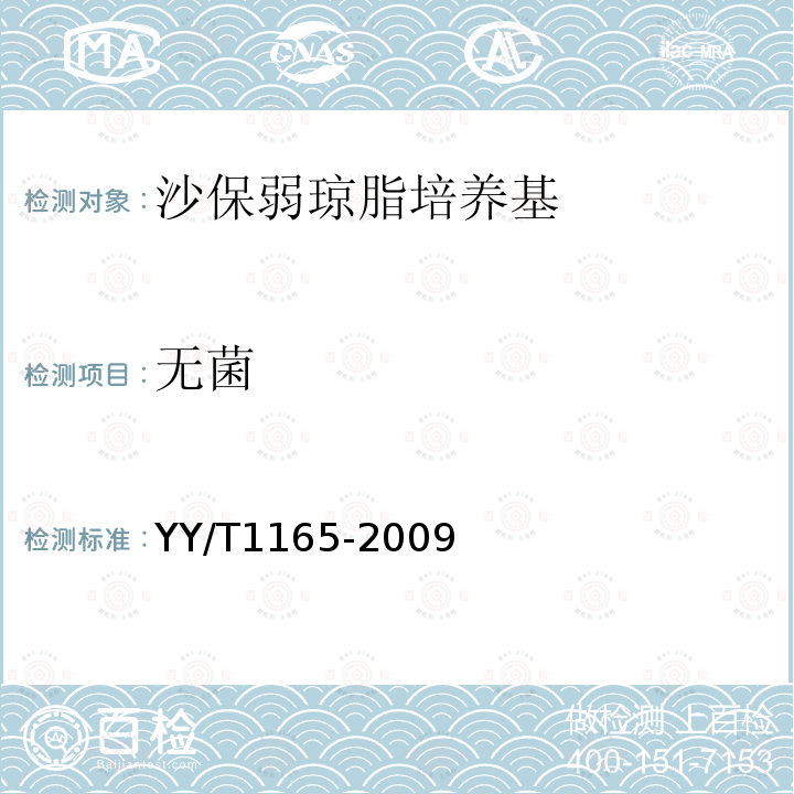 无菌 YY/T 1165-2009 沙保弱琼脂培养基