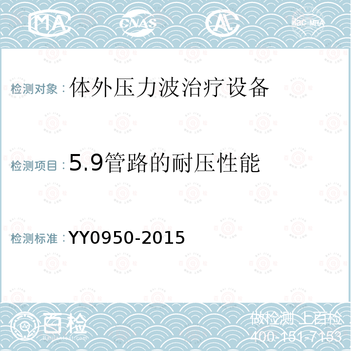 5.9管路的耐压性能 YY/T 0950-2015 【强改推】气压弹道式体外压力波治疗设备