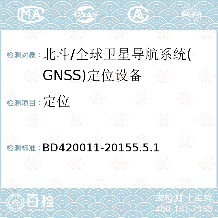 定位 BD420011-20155.5.1 北斗/全球卫星导航系统(GNSS)设备通用规范