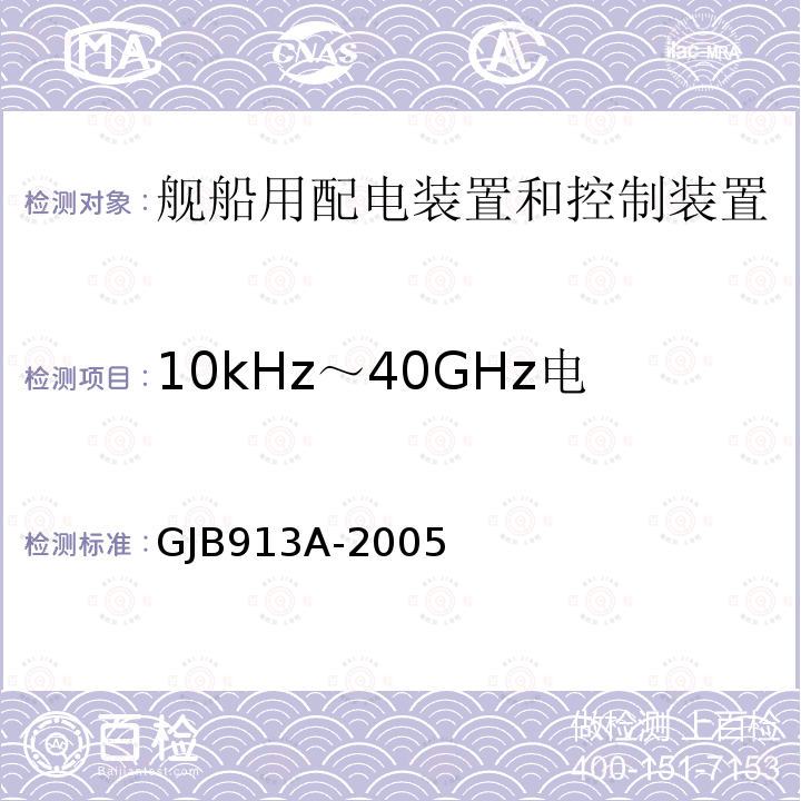 10kHz～40GHz电场辐敏感度（RS103) GJB913A-2005 舰船用配电装置和控制装置试验方法